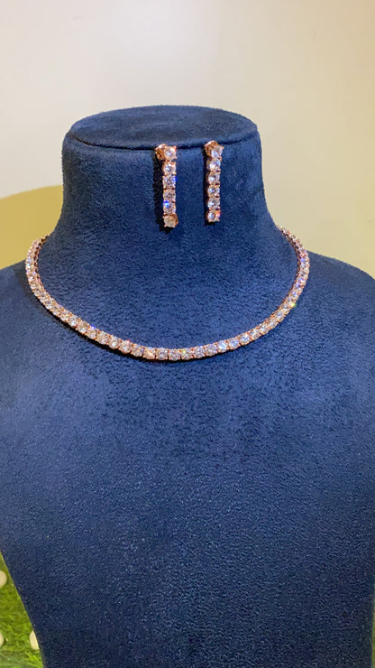 5mm (0.50ct) single line diamond necklace set