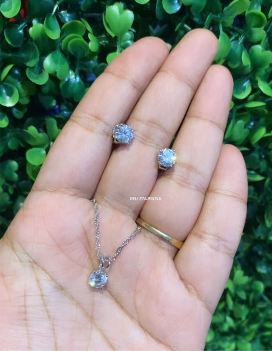 1ct Solitaire pendant set with chain and earrings 🫶🏻