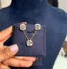 Cushion halo pendant set with chain