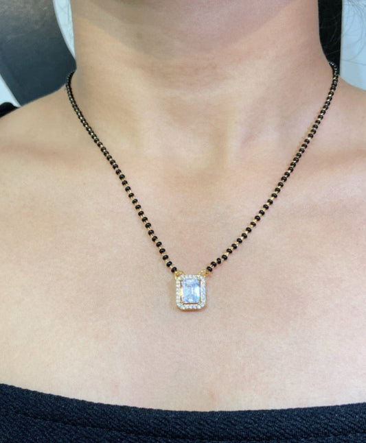 EMERALD CUT HALO MANGALSUTRA