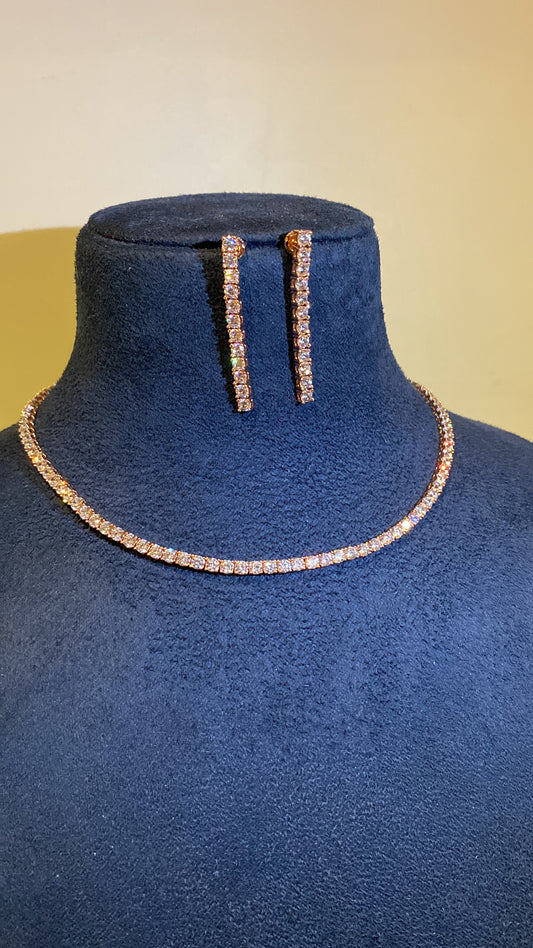 3mm(0.10ct) single line diamond necklace set