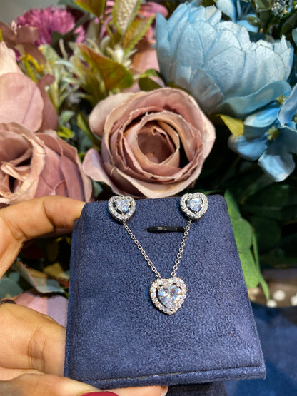 Heart pendant set with earrings