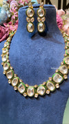 Long Green Enamel polki necklace with earrings