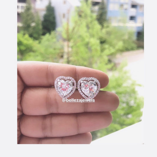 LARGE HEART HALO STUDS - PRICE DROP 🎀